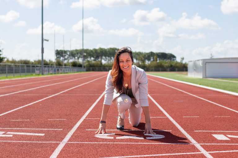 Personal branding shoot op de atletiekbaan